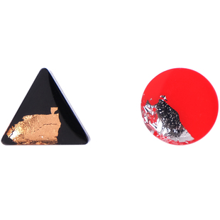 原创视觉复古金箔暗黑系高级感小众耳钉几何耳夹辣妹酷帅冷淡耳坏