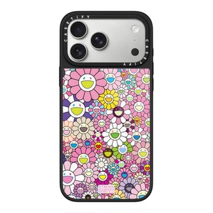 现货CASETiFY联名村上隆太阳花盛开粉色手机壳适用苹果iPhone17ProMax/Air/16/15/14/13Plus镜面磁吸保护套潮