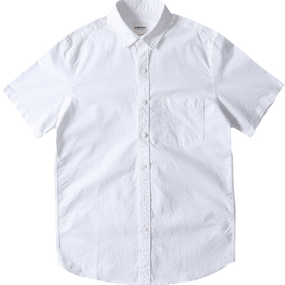 学院风牛津纺经典白色短袖衬衫