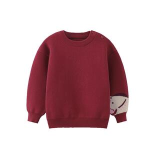 [骏马福裳]齐齐熊宝宝毛衣冬款男童针织衫打底上衣新年儿童拜年服