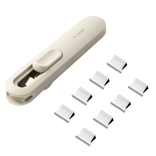 得力推夹器纽赛文件夹小夹子文具试卷固定神器无钉订书机装订金属钉票据纸张办公用品推推夹助推夹纸器订书器