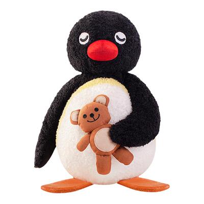 正版授权pingu抱小熊毛绒公仔