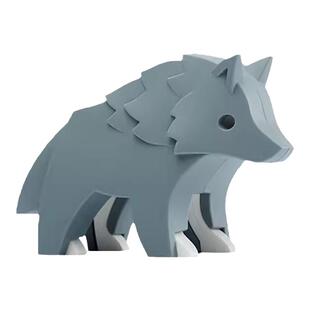 哈福森林野生动物积木磁力拼装模型儿童益智玩具狼驯鹿男女孩礼物