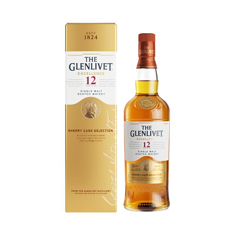 glenlivet格兰威特醇萃12年雪莉桶单一麦芽苏格兰威士忌700ml礼盒