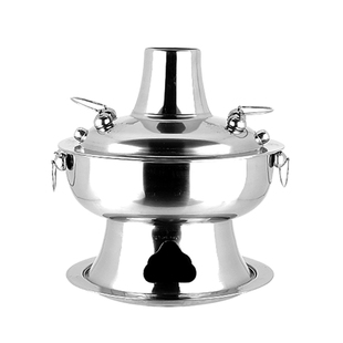 加厚不锈钢木碳火锅炉传统火锅 野炊锅家用火锅野外火锅木炭火锅
