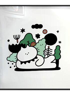 现代简约创意线条卡通动物装饰画