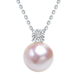 珍珠皇后 akoya珍珠吊坠女18k金钻石海水珍珠正圆