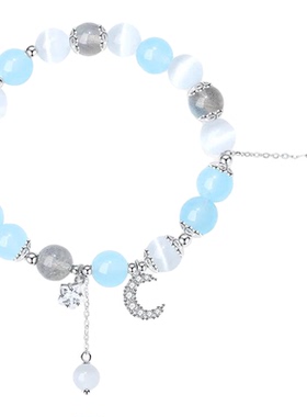 【纯银|正品】海蓝宝纯银手链