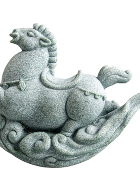 逗兽记砂石鱼缸造景国潮摇遥马家居办公送礼创意祥云木马茶宠摆件