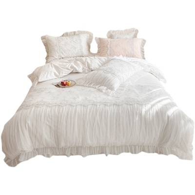 白色公主风ins纯棉床上四件套北欧全棉100网红少女心床裙蕾丝被套