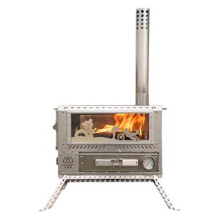 三木石取暖柴火炉户外露营室内帐篷露营便携带烤箱观火窗围炉煮茶