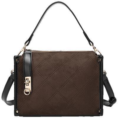 稻草人秋冬菱格包百搭通勤手提包