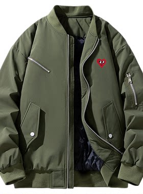 查尔斯桃心美式飞行夹克棉服男