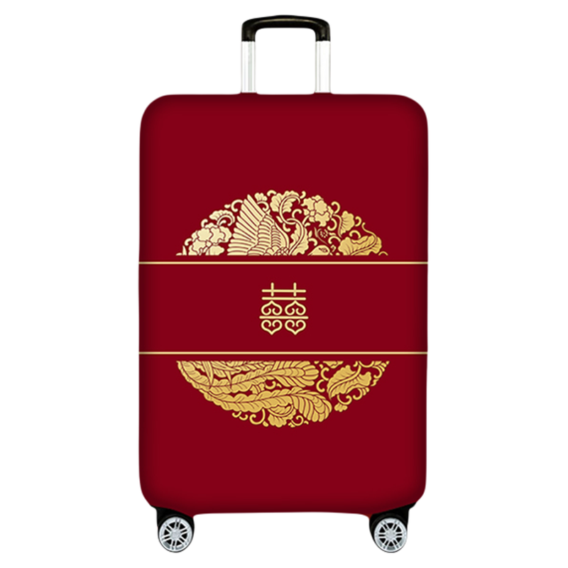 结婚大红喜字弹力行李箱保护套拉杆箱旅行箱外套防尘罩20242628寸