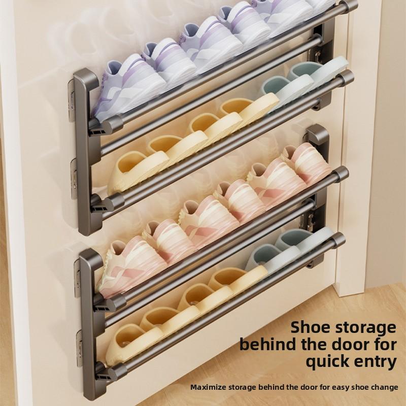 鞋架入户门后壁挂简易可折叠鞋子收纳神器免打孔浴室拖鞋架省空间
