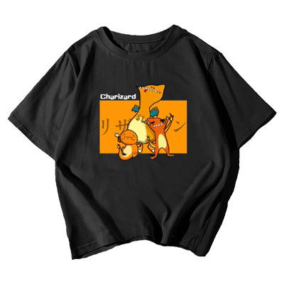 精灵宝可梦喷火龙纯棉短袖t恤衫