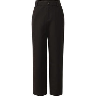 娅丽达莱赛尔直筒裤女2026春新款黑色休闲女裤西装裤子九分烟管裤