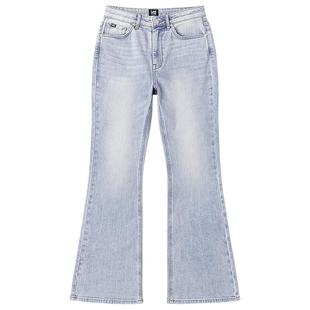 【张凌赫代言】Lee426修身高腰微喇浅蓝色女牛仔裤休闲潮流A08050