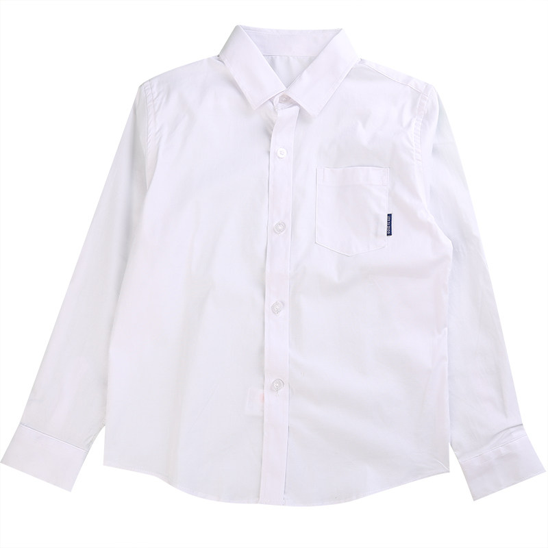 儿童衬衫春秋装长袖男童中小学生校服纯棉白色上衣小孩演出服衬衣