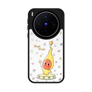 适用VIVOX300/200/100星星人手机壳卡通少女心防摔升级防摔玻璃blingbling夏日冰感鎏金工艺不会撞壳可爱个性