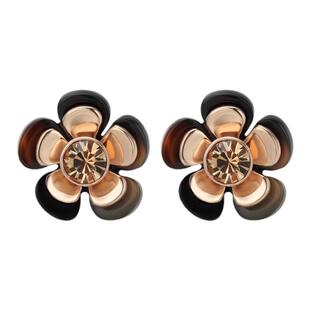 伊泰莲娜花缘撞色小花朵耳钉女树脂防水五瓣花朵耳针清新配饰