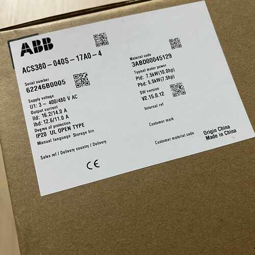 溢价-变频器ACS380-040S-17A0-4，7