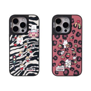 CARECASE 黑框动物纹手机壳 适用于苹果iPhone 16 15 14 13 Pro Max 豹纹斑马纹 原创设计 可爱童趣 立体印花