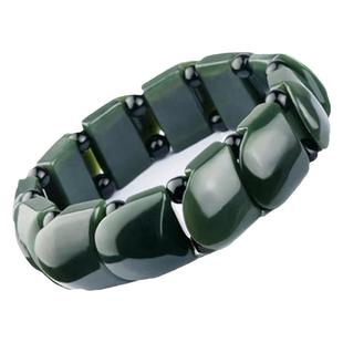 和田玉甲片手串黑青玉石手排墨绿色龙鳞手牌男时尚手链带证书保真
