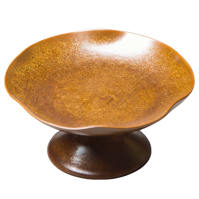 陶瓷茶点盘日式粗陶高脚水果盘