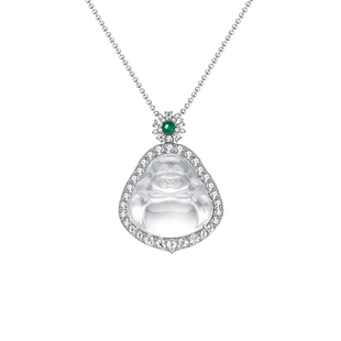 MITHAOL【520礼物】天然高冰玉髓佛公项链女新中式笑脸大肚佛吊坠