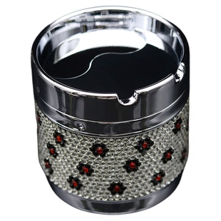 简约创意密封旋转易清洗家居烟灰缸大容量不锈钢金属带盖餐厅客厅