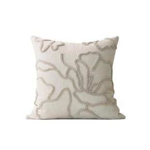 澜品木兰花开*立体浮雕感抱枕MISSLAPIN客厅米色靠枕靠包沙发腰枕