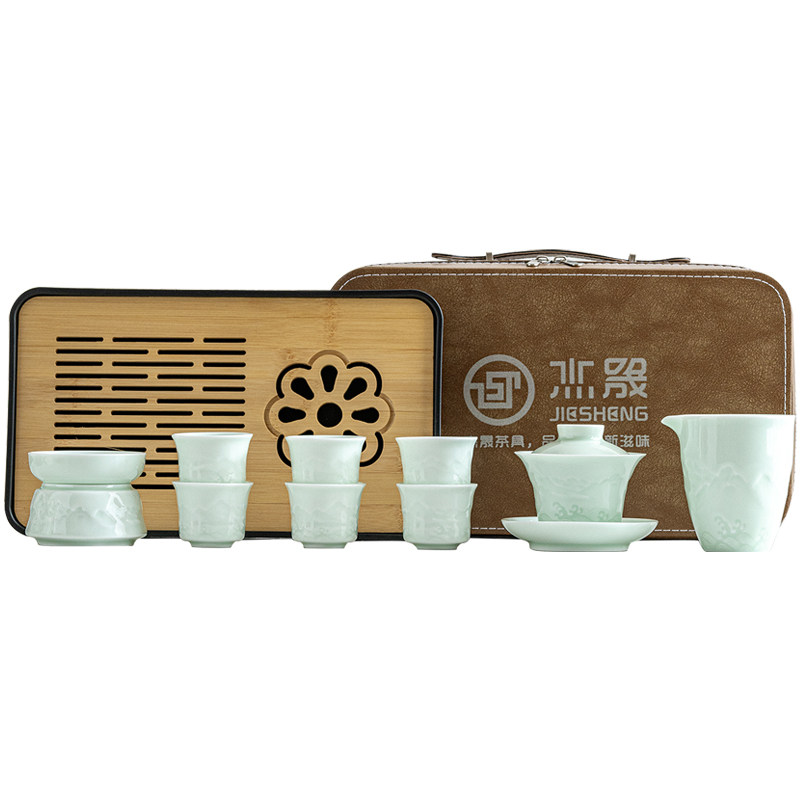 杰晟影青盖碗茶杯功夫茶具礼盒