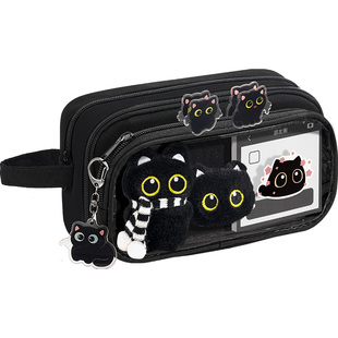 温馨小猫一家~可拆卸透明笔袋女生2025新款高颜值ins风大容量痛包文具盒小学生女孩款铅笔盒男孩男生初中笔袋