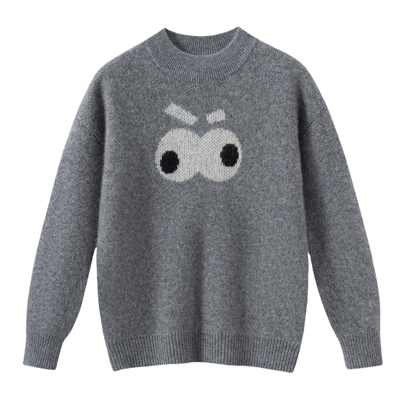 100%纯山羊绒加厚提花毛衣