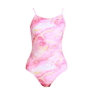 艾慕狐泳衣女专业运动训练竞速连体性感女孩游泳衣低开叉带胸垫