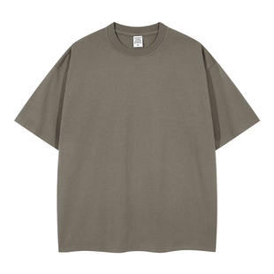夏季纯色260G精梳棉半袖打底衫FOG大地色男女宽松休闲落肩短袖T恤