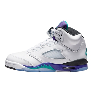 耐克童鞋Air Jordan 5 AJ5 白紫葡萄高帮复古篮球鞋HQ7980-100