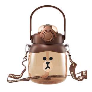 LINE FRIENDS大肚太空杯儿童水杯大容量女生吸管上学专用水壶夏天