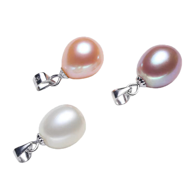 真珍珠吊坠强光水滴纯银