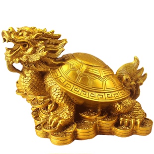 黄铜制龙龟摆件铜质玄武神兽八卦龙头金钱龟客厅家居办公室工艺品