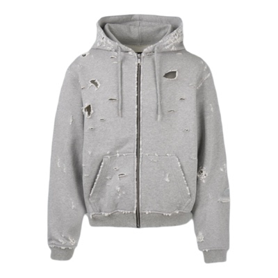 emostanceclub 25FW DISTRESSED HOODIE ZIPUP