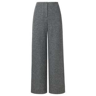 歌莉娅羊毛裤子女秋冬2025新款灰色针织休闲直筒长裤1CNC1I11B