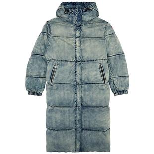 [折扣]DIESEL女士淡蓝褪色连帽长款棉服外套A153470SKAI
