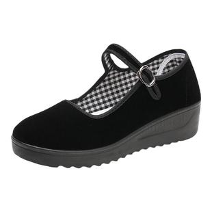 新款老北京布鞋女鞋单鞋工作鞋黑布鞋酒店鞋跳舞妈妈鞋牛筋底防滑