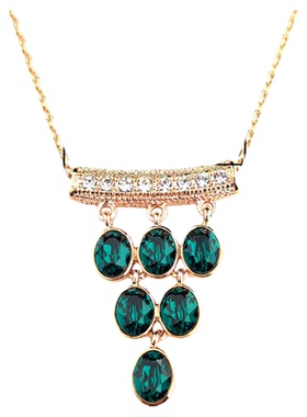 轻奢小众葡萄绿水晶长款项链女