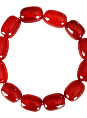 玛瑙桶珠手串男本命虎年鼓珠手链