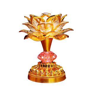 2025新款莲花灯充电款红色供灯家用菩萨供佛前LED七彩长明招财灯