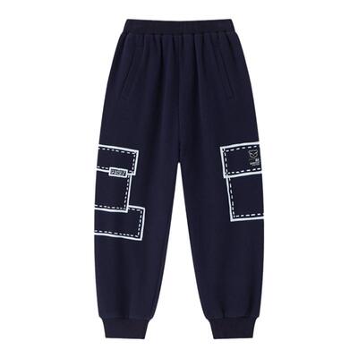 漫画家童装秋新升级软糯鱼鳞大毛圈二次元趣味印花口袋运动卫裤