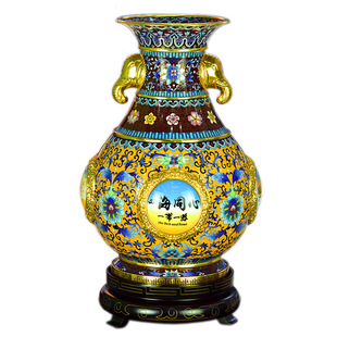 米振雄国礼北京景泰蓝花瓶15寸四海同心纯手工紫铜胎掐丝珐琅摆件